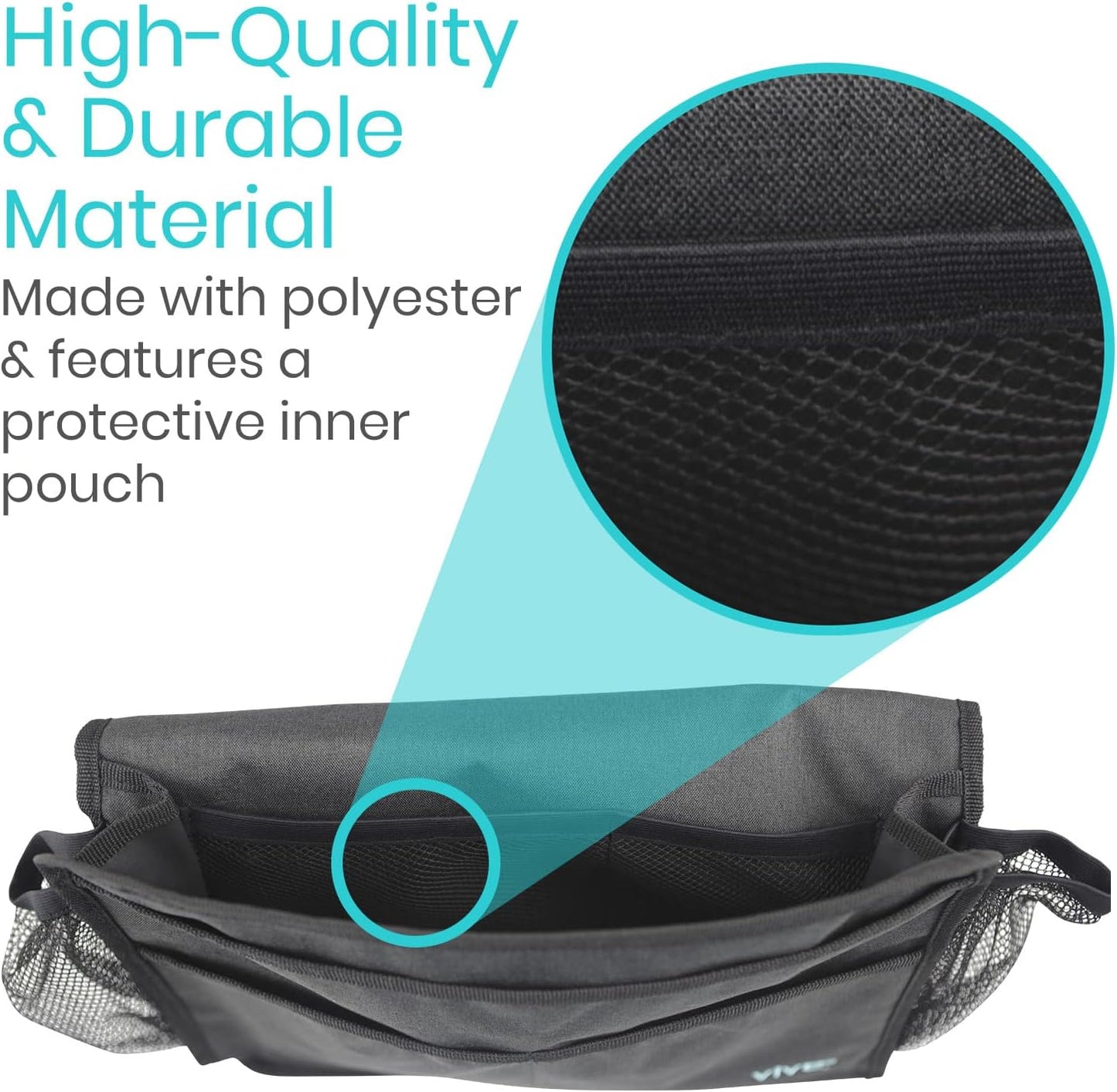 Vive Bedside Caddy - Bed Hanging Organizer - Storage Bag Shelf for College Dorm, Bedroom, Couch, Bunk - 8 Large Pockets with Charger Slots for Men and Women - Slides Under Mattress - Handle for Travel | Dorm, Bedroom, Couch, Bunk - 8 Large Pockets with