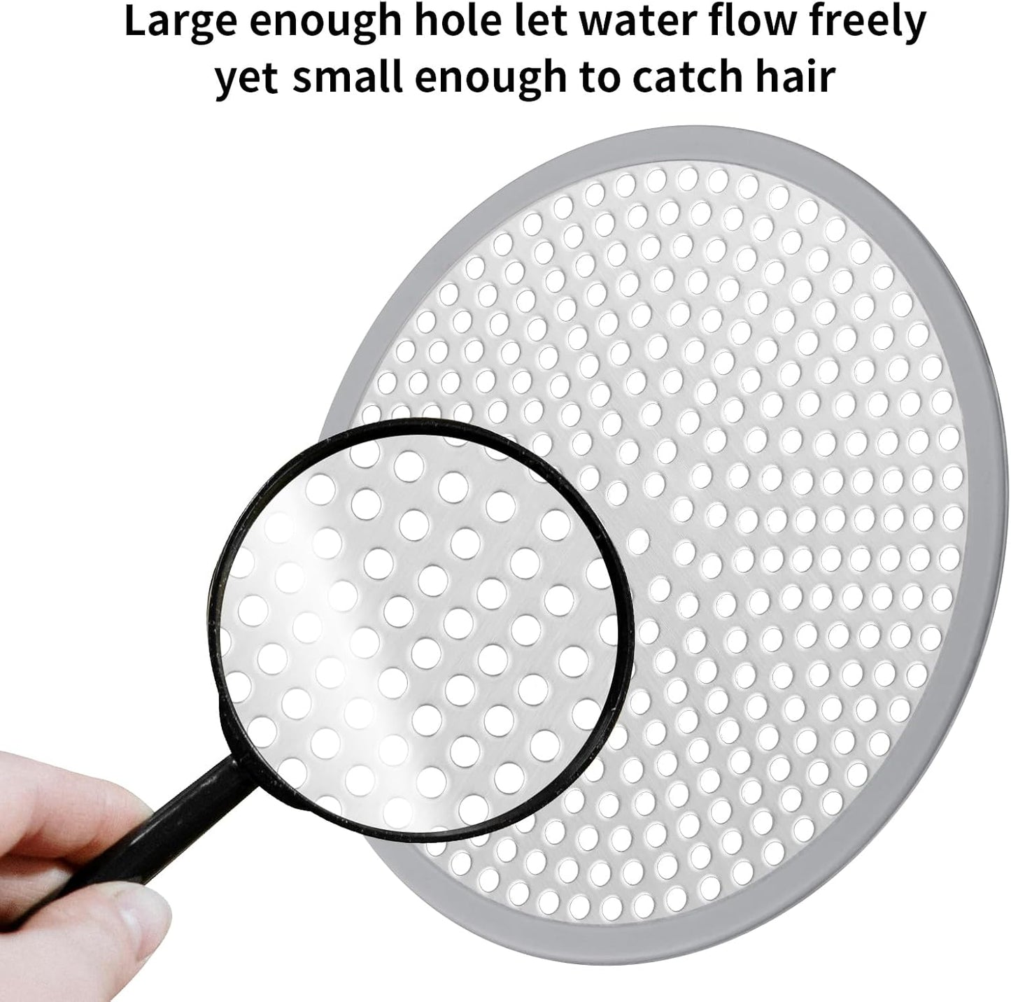 Ohtomber 2PCS 4.72" Stainless Steel Shower Drain Hair Catcher, Silicone Rim | Fine Mesh Hair Trap, Anti-Clog, Silicone Rim, Rust Proof, Fits Shower Bathtub Sink Floor Drains, Easy Disassembly & Cleaning
