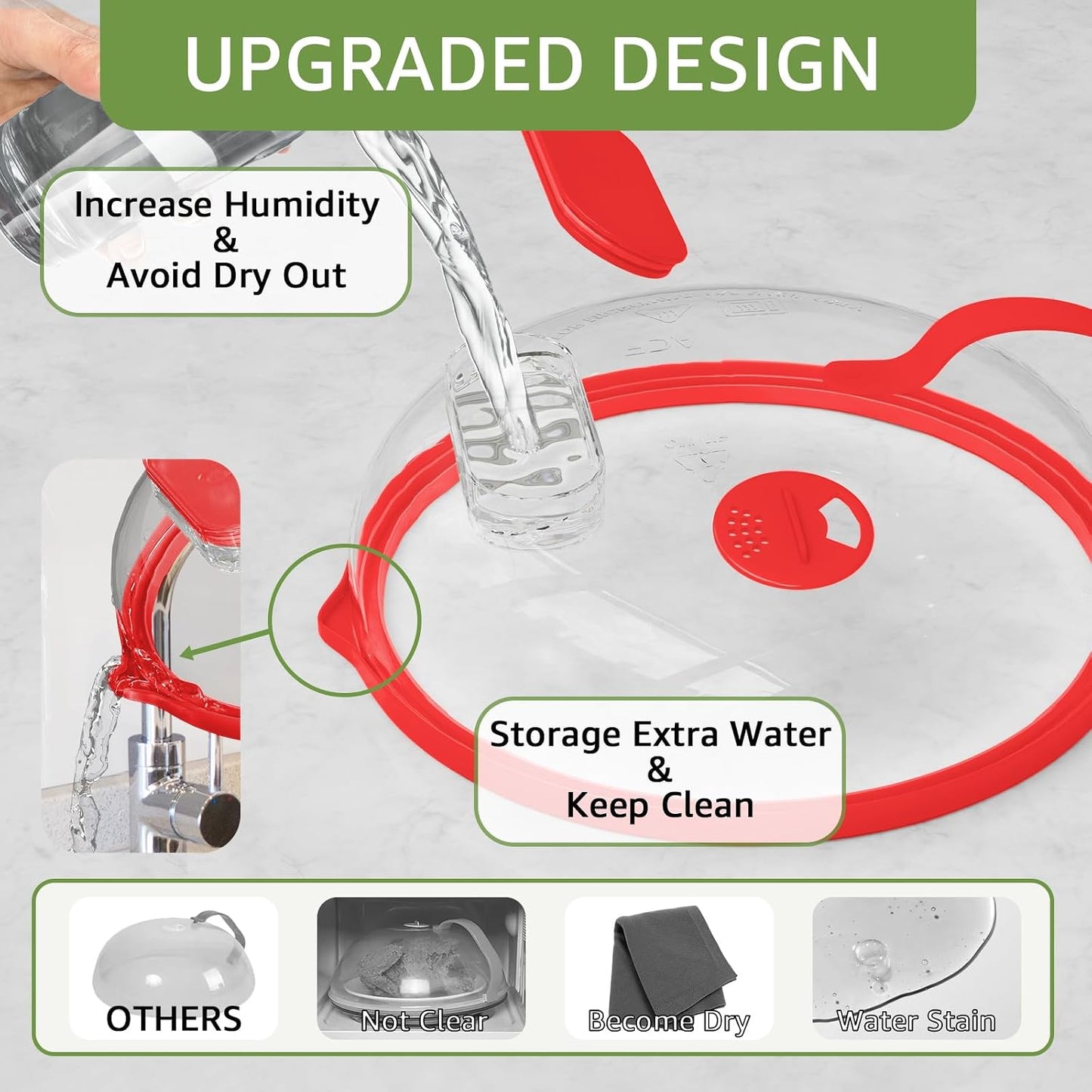 Microwave Splatter Cover with Water Steamer for Food - 10 Inch Steam Microwave Splatter Guard with Handle Plate Covers for Heating Food Splash Oven Lid with Built in Steamer