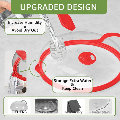 Microwave Splatter Cover with Water Steamer for Food - 10 Inch Steam Microwave Splatter Guard with Handle Plate Covers for Heating Food Splash Oven Lid with Built in Steamer