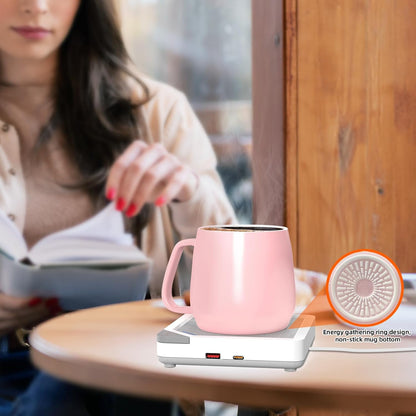 Coffee Mug Warmer Set: Coffee Warmer for Desk Auto Shut Off Candle Warmer Plate Electric Beverage Coffee Cup Warmer Heated Coffee Mug for Coffee,Tea, Milk Up to 131°F/55°C (Green)