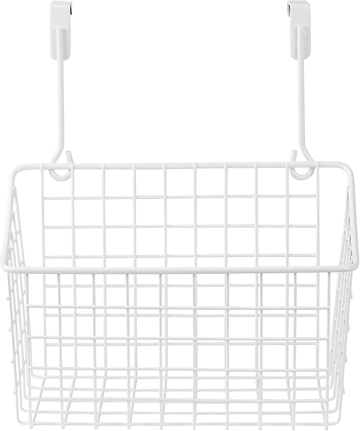 Spectrum Hanging Baskets for Organizing (Large, Satin Nickel) - Grid Over the Cabinet Wire Basket for Kitchen or Bathroom - Door Hanging Storage Organizer for Cleaning Supplies, Washcloths, & Towels