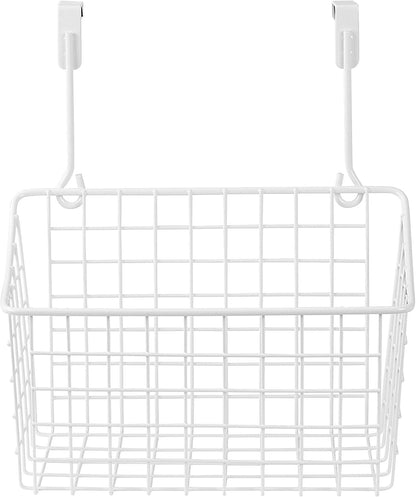 Spectrum Hanging Baskets for Organizing (Large, Satin Nickel) - Grid Over the Cabinet Wire Basket for Kitchen or Bathroom - Door Hanging Storage Organizer for Cleaning Supplies, Washcloths, & Towels