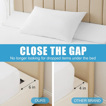 MEGCXIT King Bed Wedge Pillow for Headboard, 76"×10"×6", White | Bed Gap Filler, Triangle Pillow Wedge for Headboard Gap, Bolster Pillows for Beds, Anti-Slip Mattress Wedge Gap Filler