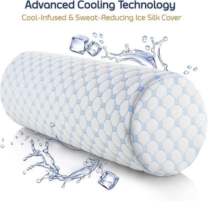 Nestl Neck Roll Pillow for Pain Relief - Premium Memory Foam – Bolster Pillow for Sleeping with a Breathable Cooling Cover - Comfy Cylinder Neck Roll Pillow
