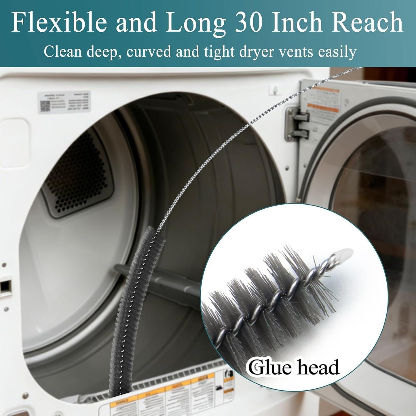 Dryer Vent Cleaner Kit - Long Dryer Vent Cleaning Brush, Dryer Lint Cleaner Remover Refrigerator Long Coil Cleaning Kit - Appliance Brush - AC Cleaning Brush Set for Household Tools