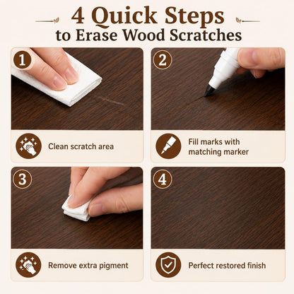 Furniture Repair Wood Markers Set of 3, Black Cherry Walnut Touch Up Paint Markers for Scratches, Wood Floors, Tables, Cabinets & Furniture Restoration
