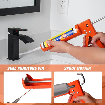 ValueMax 10OZ Caulk Gun and Caulk Scraper Kit with Caulk Remover Tool | Smooth Silicone Caulking Gun, 10:1 Thrust Ratio, Sealant Finishing Tool Grout Scraper for Caulking/Filling/Sealing