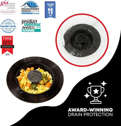 Kitchen SinkShroom Revolutionary Clog-Free Stainless Steel Sink Strainer, Black, 1-(Pack)