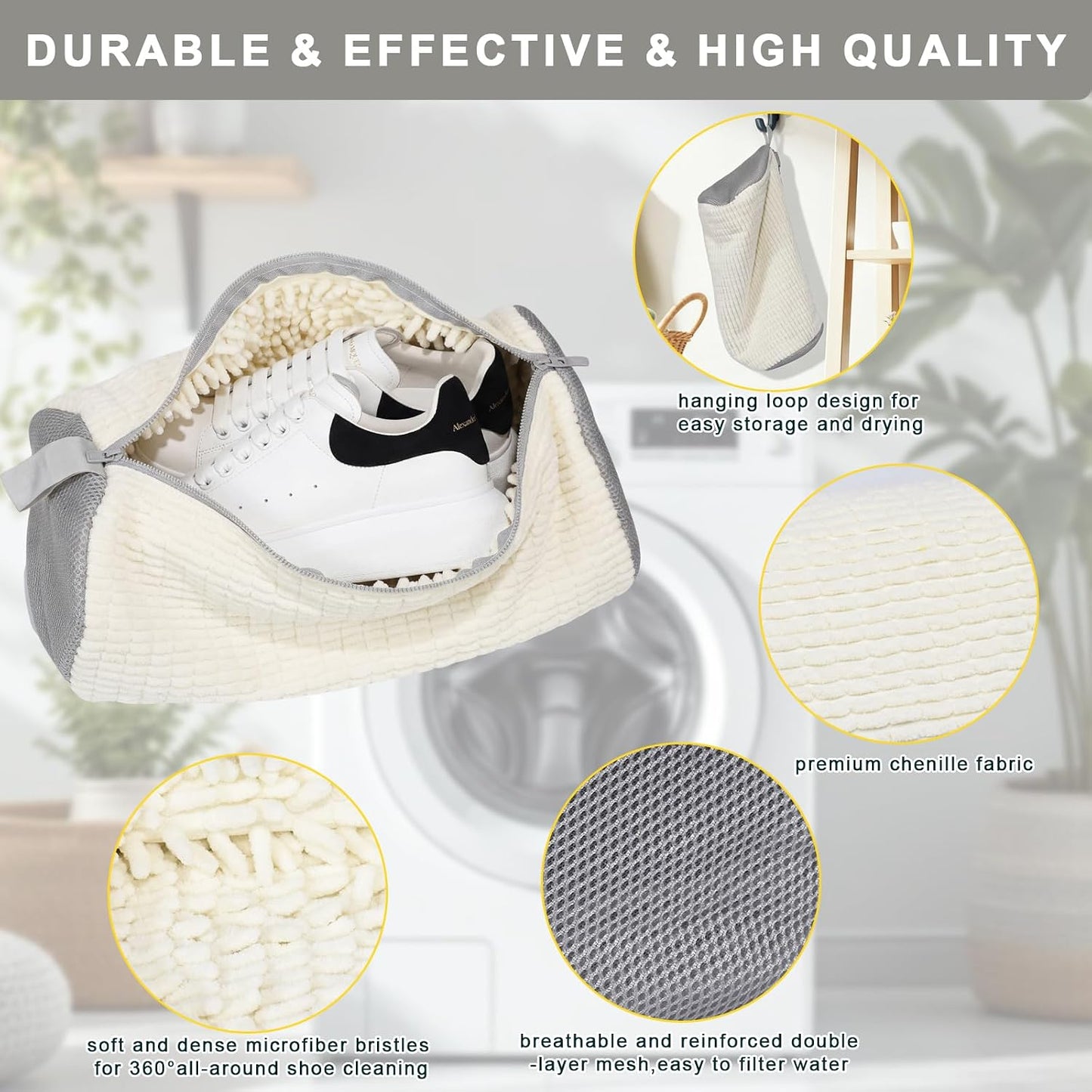 2PCS Shoe Washing Machine Bag With Zipper,Heavy Duty Shoe Washing Bag,Grey | sneaker washing machine bag,sneaker bag for washing machine,laundry shoe bag for washing machine,tennis shoes washing bag