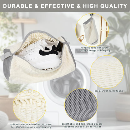 2PCS Shoe Washing Machine Bag With Zipper,Heavy Duty Shoe Washing Bag,Grey | sneaker washing machine bag,sneaker bag for washing machine,laundry shoe bag for washing machine,tennis shoes washing bag