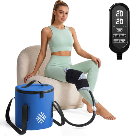Ice Machine for Knee After Surgery w/Compression, Hip Replacement Cold Therapy Machine, Cryocuff Wrap Pack for Shoulder Recovery, ACL Cold Circulation System