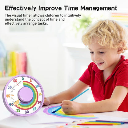 Secura 60-Minute Rainbow Visual Timer 6-Inch Mechanical Countdown Timers for Teaching, Meeting, Cooking, Working - Timer for Kids with Magnetic Backing (Black)