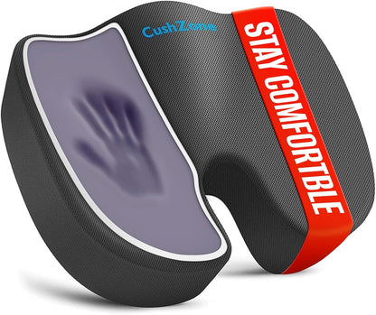 CushZone Seat Cushion Memory Foam Chair Pad for Office & Car, Black