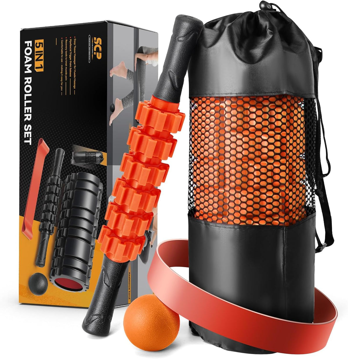 SUBCULTUREPICK 5 in1 Foam Roller Set, Trigger Point Foam Roller Deep Tissue