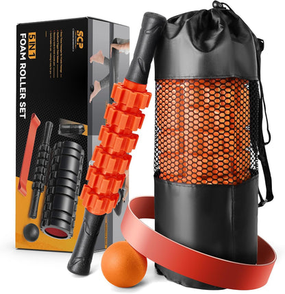 SUBCULTUREPICK 5 in1 Foam Roller Set, Trigger Point Foam Roller Deep Tissue