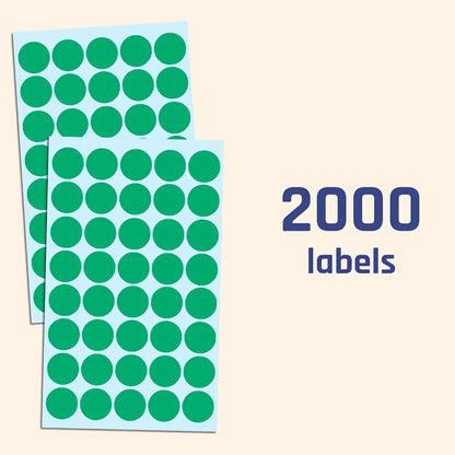 3/4" Round Colored Dot Stickers Labels - 10 Colors