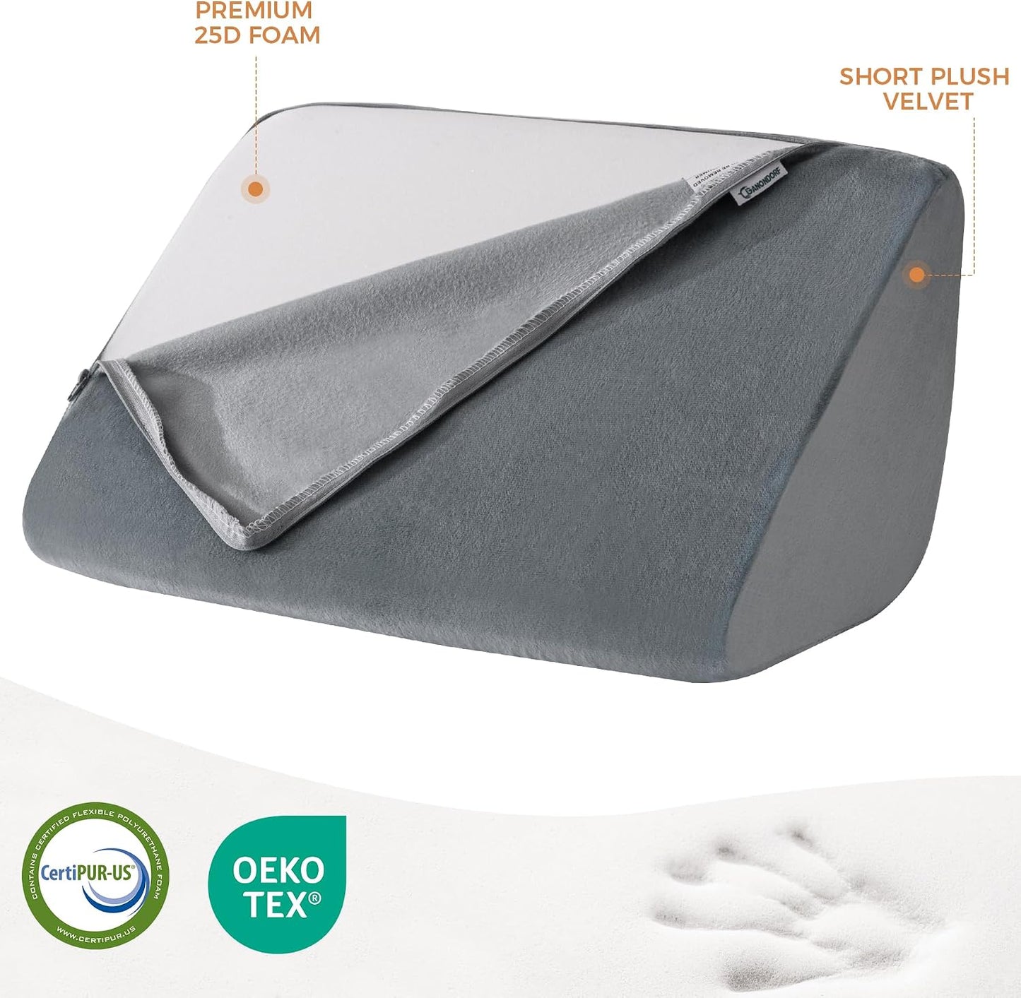 Knee Wedge Pillow for Post-Surgery Recovery-Leg Elevation Support for Sleep Position, Alleviating Lower Back & Hip Pain Enhancing Circulation in Ankles Legs Triangle Pillow with Removable Cover