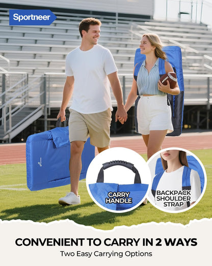 Sportneer Stadium Seats with Back Support: 2.5'' Thick Comfy Cushion 6 Adjustable Angle Bleacher Seat with Armrest - 2 Large Pockets, 2 Cup Holders Stadium Chair for Sport Events Concerts Parks