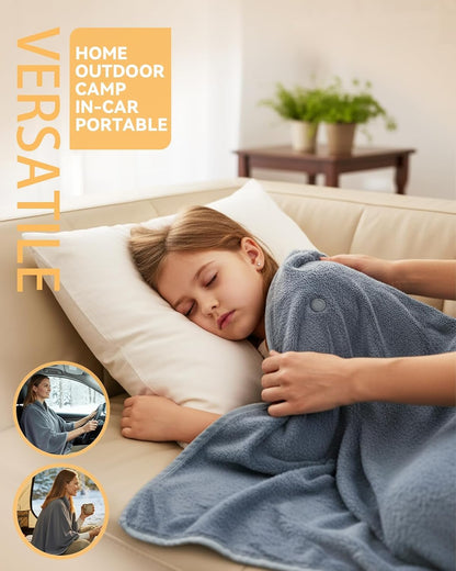 Cordless Heated Blanket,Battery Powered Carbon Fiber Electric Heated Throw, Machine Washable, Long-Lasting for Home, Camping, Travel, Office