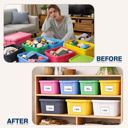 H4D 24 Pack labels for Storage Bins, 4" x 6" Plastic Clear Adhesive Pockets | Top-Open Index Card Holder, Waterproof & Removable Labels for Storage Bins, Totes, Containers, Shelves & Library Organization
