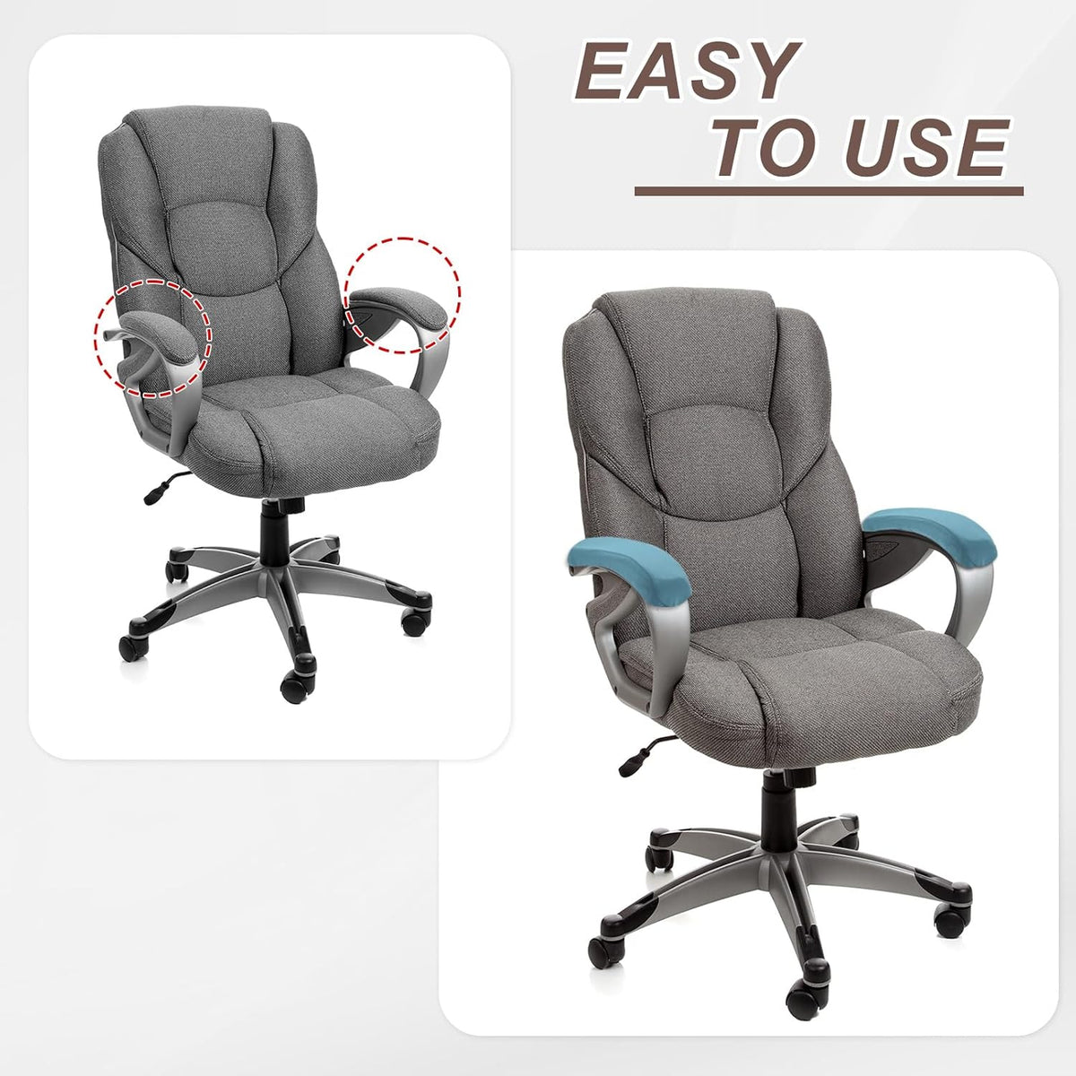 uxcell Chair Armrest Slipcovers Covers, 32 x 8cm Polyester Removable Seat Hand Rest Protector for Office Chairs Desk Chair(Dark Gray)