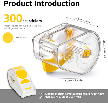 300 PCS Blue Dot Stickers with Sticker Dispenser,Round Coding Labels Circle Dots Labels Stickers,Circle Dot Stickers Label Sticker for Office,Classroom,Small Business,Papers