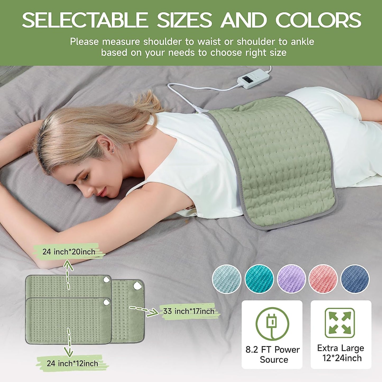 Heating Pad for Period Cramps, Heating Pad for Back/Neck/Shoulder Muscle Pain, 6 Heating&4 Timer Setting, Auto Shut Off, Dry/Moist Heat & Machine Washable, Gray Birthday Christmas Gifts for Women Mom
