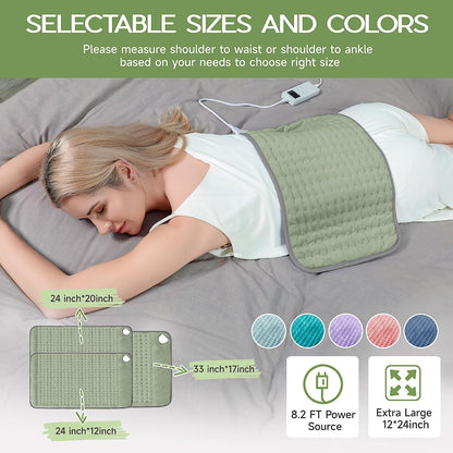 Heating Pad for Period Cramps, Heating Pad for Back/Neck/Shoulder Muscle Pain, 6 Heating&4 Timer Setting, Auto Shut Off, Dry/Moist Heat & Machine Washable, Gray Birthday Christmas Gifts for Women Mom
