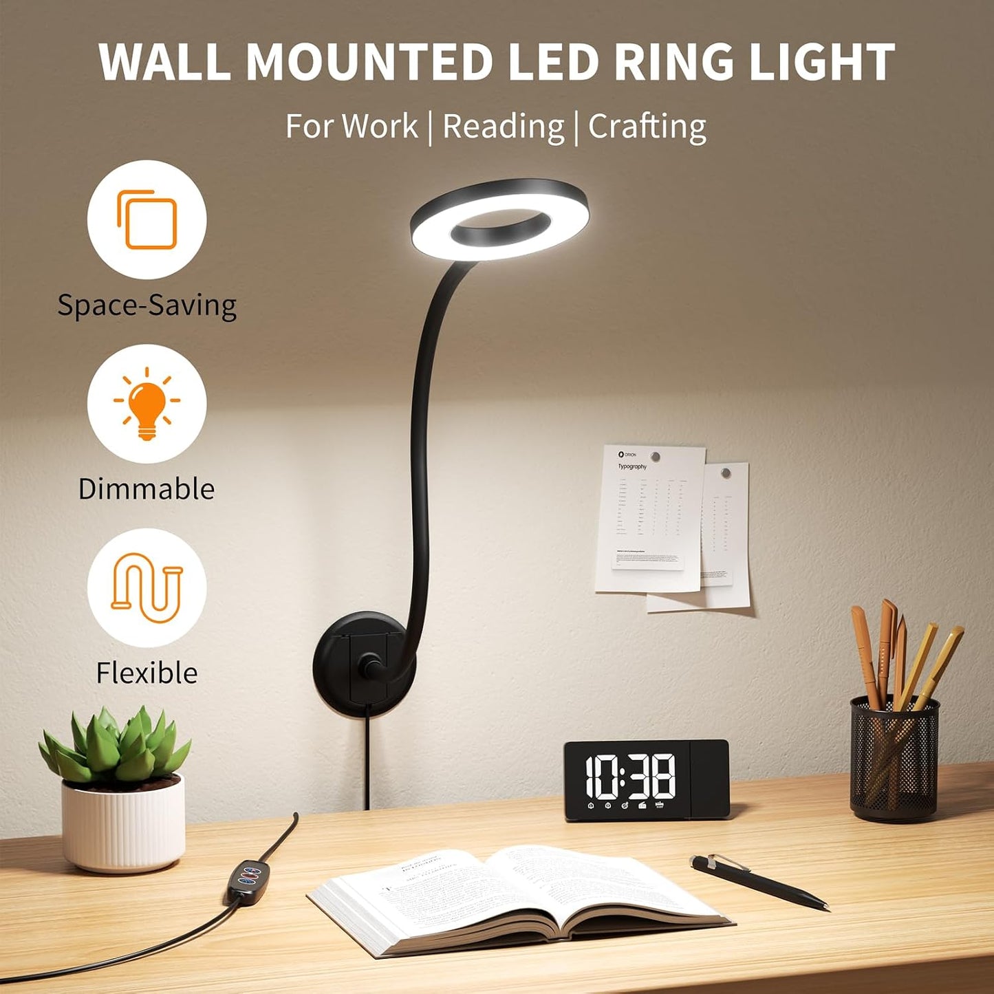 Dim Book Lights for Reading at Night,USB Goose Reading Lights for Books in Bed Headboard,LED Night Lights Plug into Wall,Adhesive Wall Lights for Bedroom,Portable Plug in Wall Sconces Hardwired,1 Pack