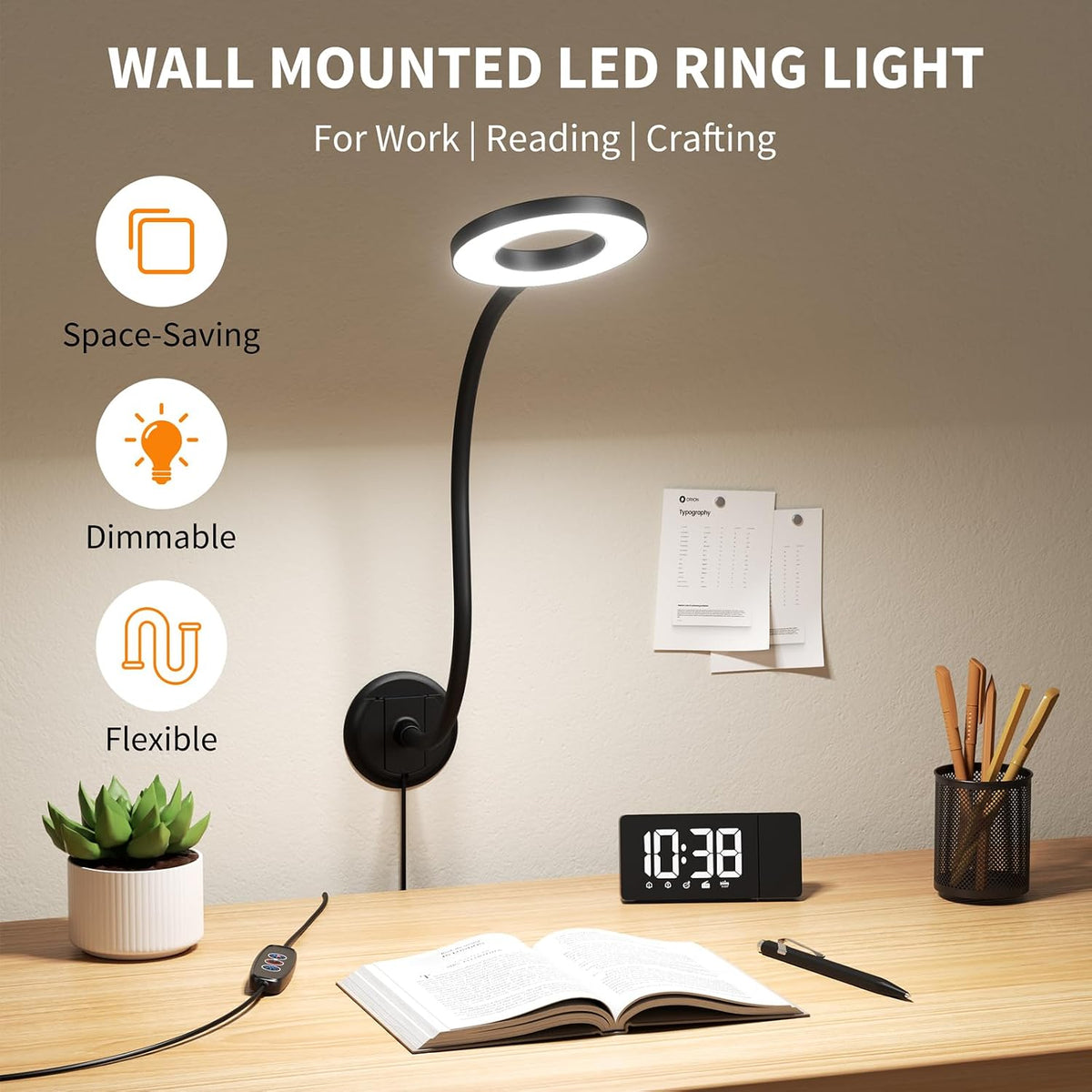 Dim Book Lights for Reading at Night,USB Goose Reading Lights for Books in Bed Headboard,LED Night Lights Plug into Wall,Adhesive Wall Lights for Bedroom,Portable Plug in Wall Sconces Hardwired,1 Pack