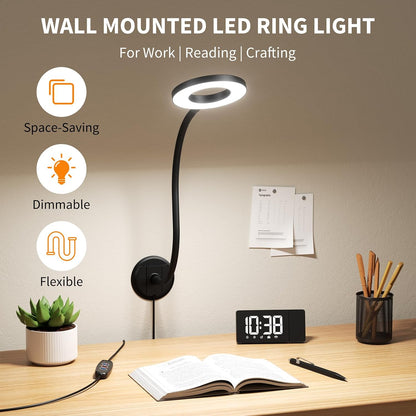Dim Book Lights for Reading at Night,USB Goose Reading Lights for Books in Bed Headboard,LED Night Lights Plug into Wall,Adhesive Wall Lights for Bedroom,Portable Plug in Wall Sconces Hardwired,1 Pack