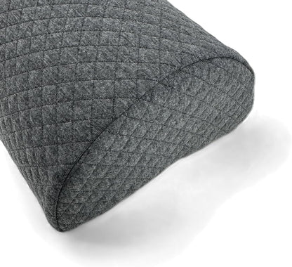 Memory Foam Half Moon Shaped Bolster Pillow for Neck Leg Knee Lumbar Feet Lower Back 16.5x7x4 (Grey)