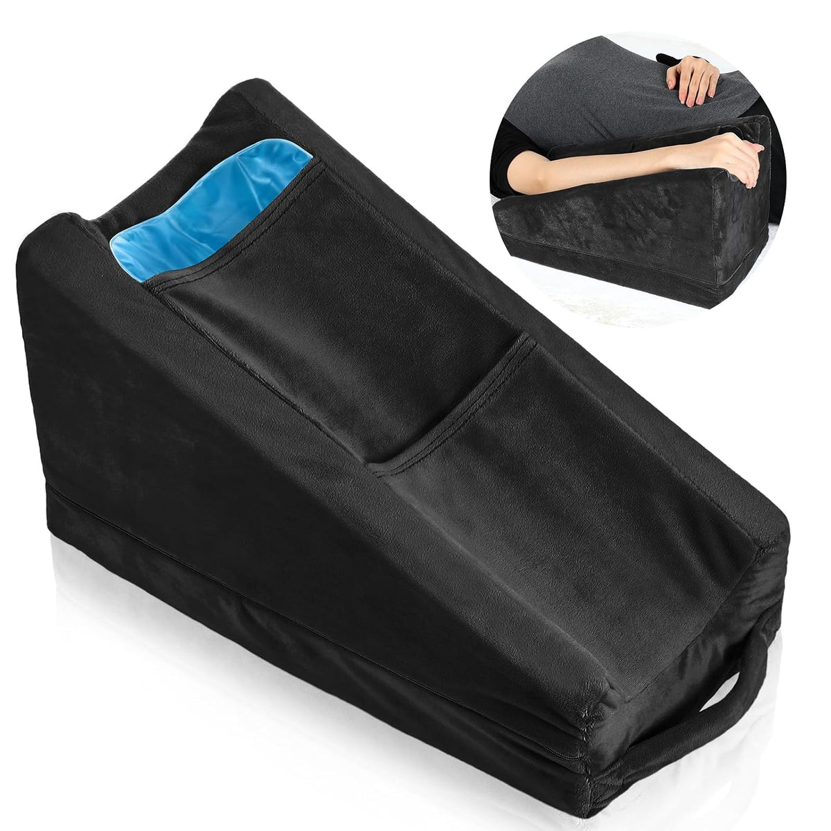 Buryeah Dark Gray Arm Elevation Pillow 2 Pocket, Plush Material