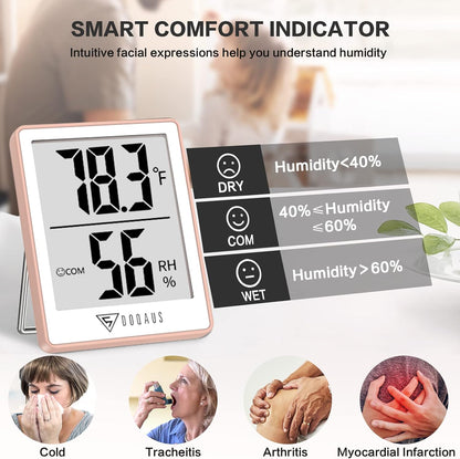 DOQAUS Digital Hygrometer Indoor Thermometer Humidity Meter, Black | Mini Room Thermometer, 5s Fast Refresh, Accurate Temperature and Humidity Monitor for House, Baby Room, Greenhouse, Incubator