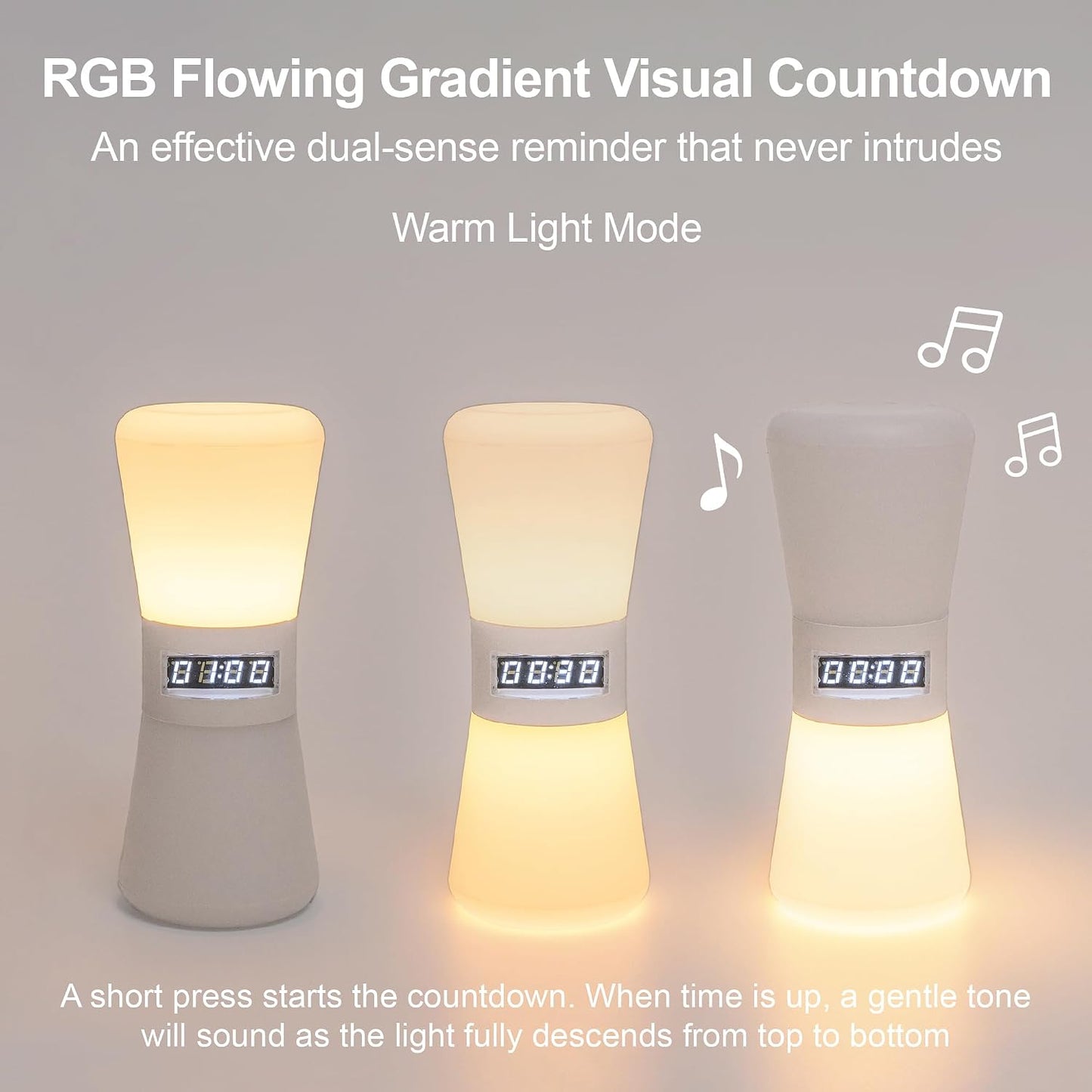 Rechargeable Digital Hourglass, LED Visual Timers, 1-99 Mins | Adjustable Countdown Timer with Warm White Flowing Light, Portable Electronic Hourglass for Teens, Adults, School, Home