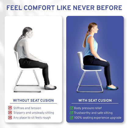 Memory Foam Seat Cushion - Tailbone Pain Relief Cushion, Non-Slip Sciatica Pain Relief Pillow - Cushion for Office Chair, Car, Wheelchair, Computer, Desk Chair - Coccyx, Lower Back Support (Navy)