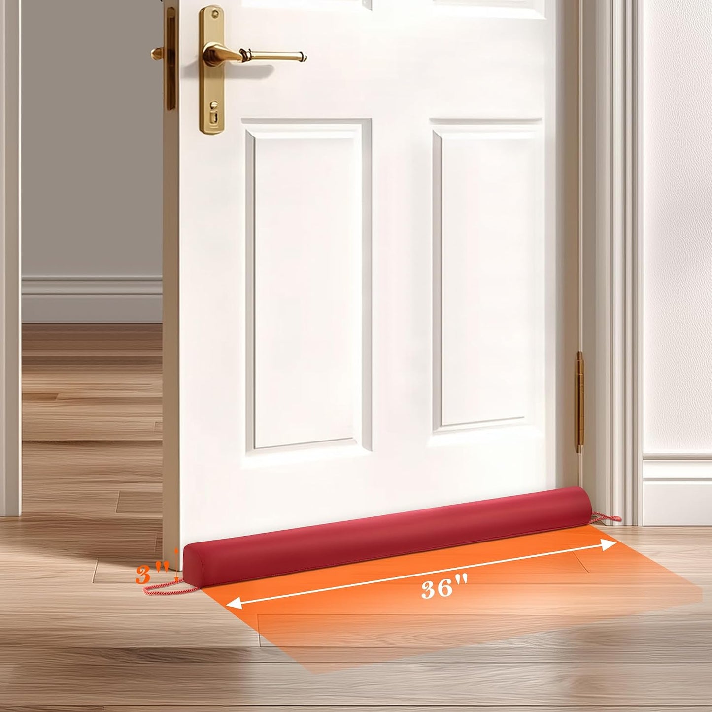 Resistant Door Draft Stopper, Removable Washable Cover, 36", Black | Weighted Gap Filler, Blocks Hot and Cold Air, All-Season Seal
