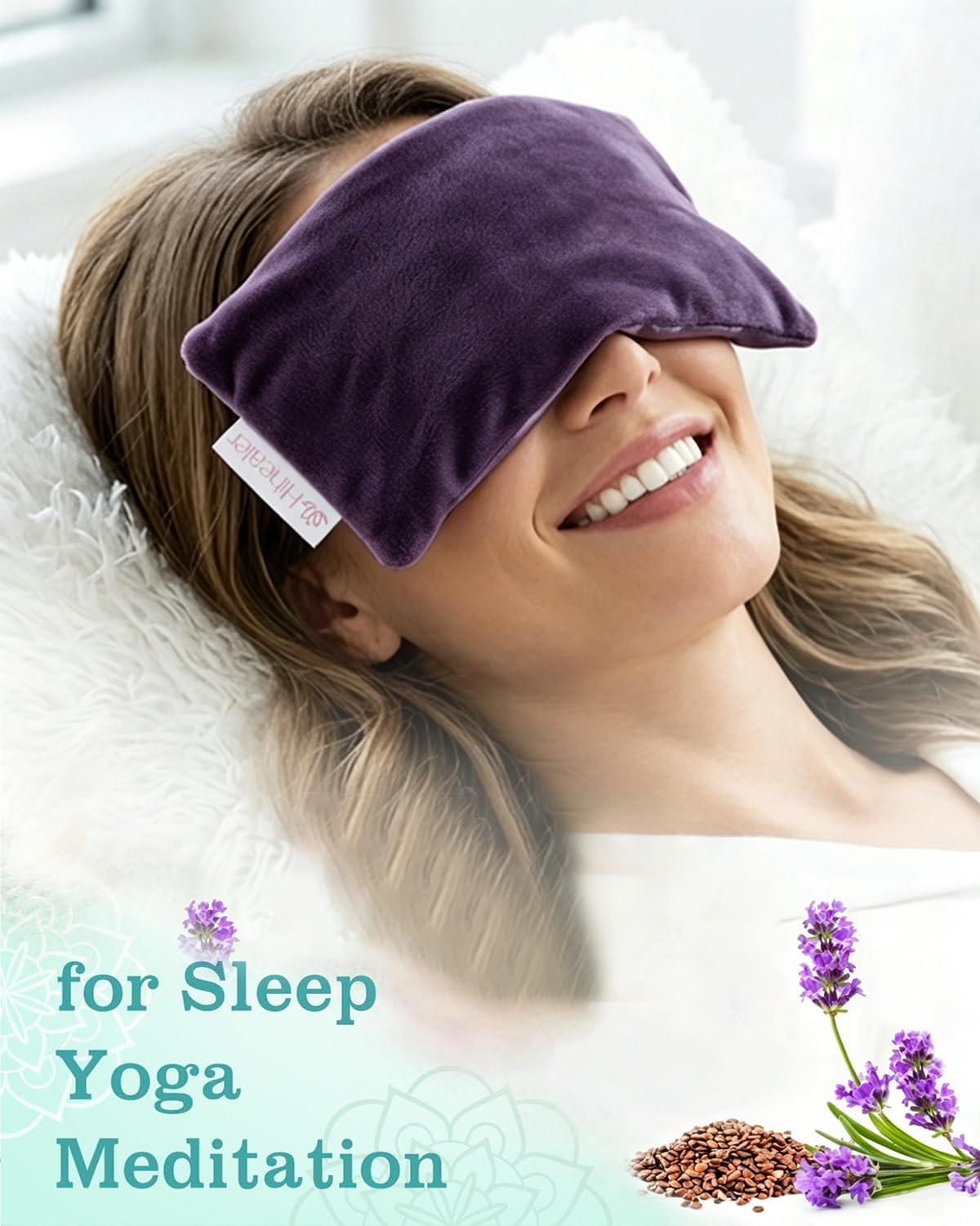 Relaxation Gifts for Women, Weighted Eye Mask for Sleeping, Yoga, Spa, Meditation, Lavender Eye Pillow Heated for Headache, Sinus & Dry Eyes Relief, Moist Heat Mask, Birthday Gifts for Mom (Purplex4)