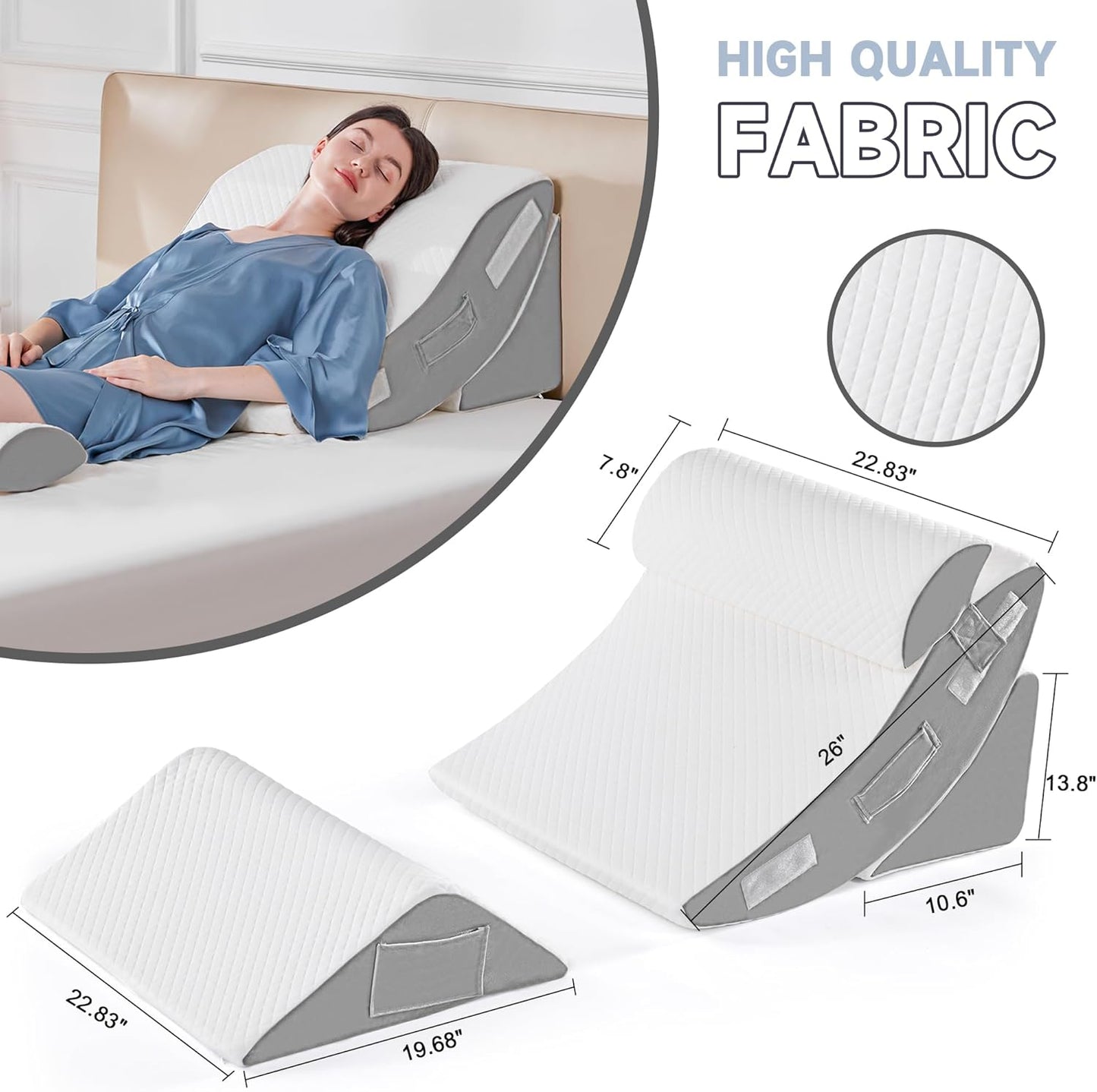 Yojoker Leg Elevation Pillows for Swelling, Memory Foam Wedge Pillow for Legs Blood Circulation, Leg Elevation Pillows for After Surgery, Knee Wedge Pillow for Sleeping Back Hip Ankles Relief