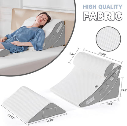 Yojoker Leg Elevation Pillows for Swelling, Memory Foam Wedge Pillow for Legs Blood Circulation, Leg Elevation Pillows for After Surgery, Knee Wedge Pillow for Sleeping Back Hip Ankles Relief