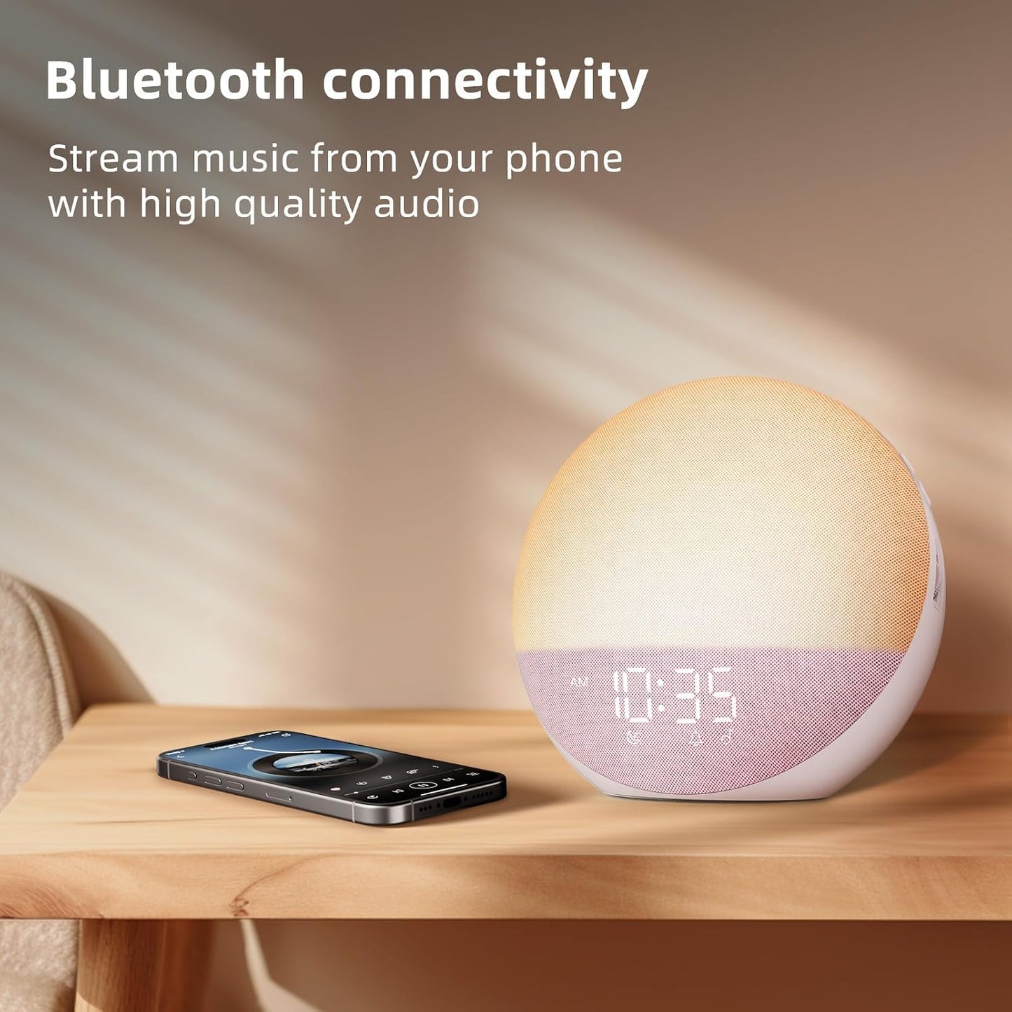 Odokee Sunrise Alarm Clock White Noise Machine: Natural Wake Up Light | Dimmable Clock with Bluetooth Speaker for Bedroom - 25 Sleep Sounds for Baby Adults Kids Putty