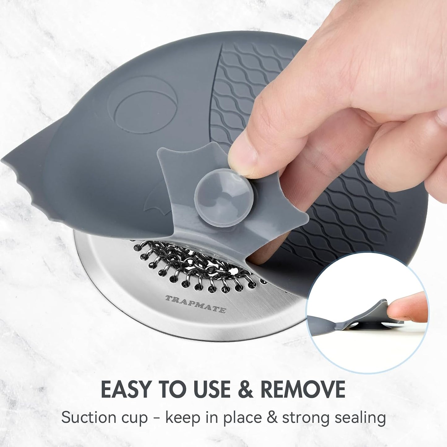 TRAPMATE Shower Drain Hair Catcher, 2.8" Bathtub Stopper Drain Strainer Kit | Easy Clean, Anti-Clogging, Fast Drainage, Anti-Slip, Reversible, No Rust, For Bathtub & Shower Drains, Small Size, Patented