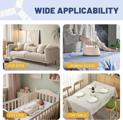 Adjustable Bed Sheet Corner Holder Straps, Triangle White 4 Pack