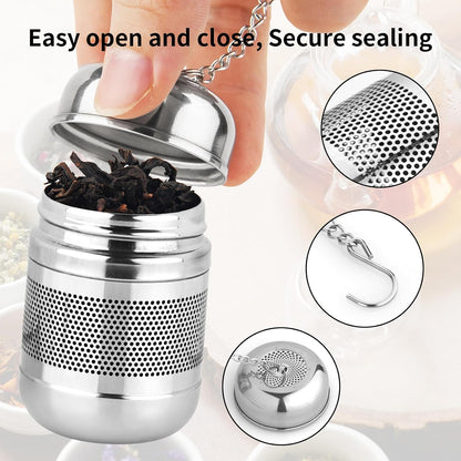 Fri4Free 2PCS Fine Mesh Stainless Steel Tea Infusers with Chain Hook & Lid