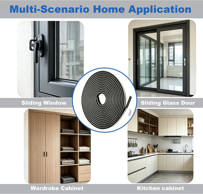 Strong Self-Adhesive Brush Weather Stripping Door Seal Strip | 0.35" Wide x 0.2" Thick x 33 ft, Draft Stopper, Soundproof & Insulation for Exterior Front Doors & Sliding Windows, Gray