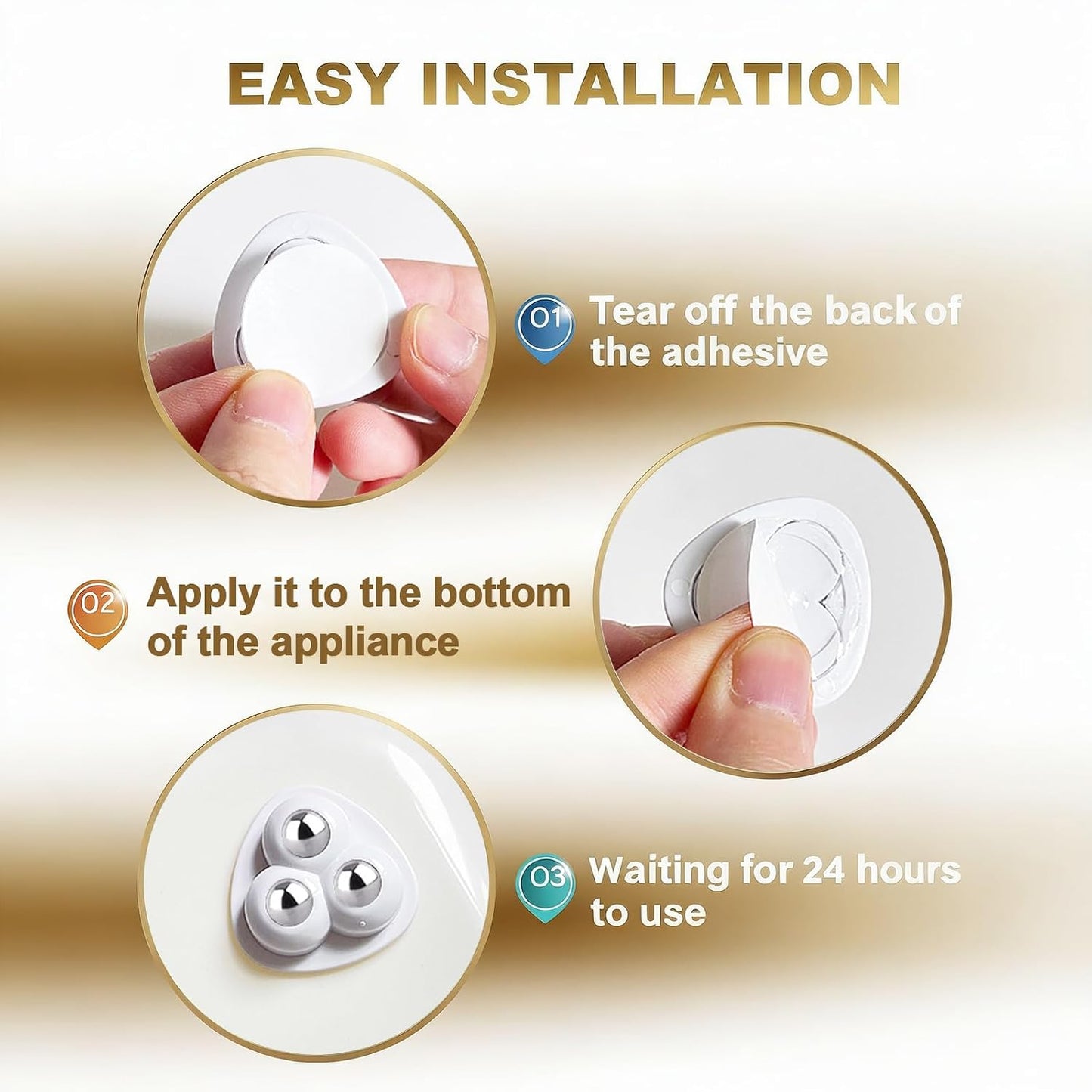 Self Adhesive Appliance Sliders 8 Pack Kitchen & Furniture Rollers | Move Small Appliances Easily 360° Glide No Tools Peel Stick 12lbs Per Wheel