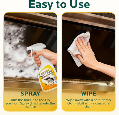 Degreaser Cleaner Heavy Duty Spray: Foaming Kitchen Spray for Cookware | Cuts Through Baked-On Grease on Ovens Stove Tops Grills - Clean Up Kitchen Oil Stains Spray for Multi-Surface Countertop