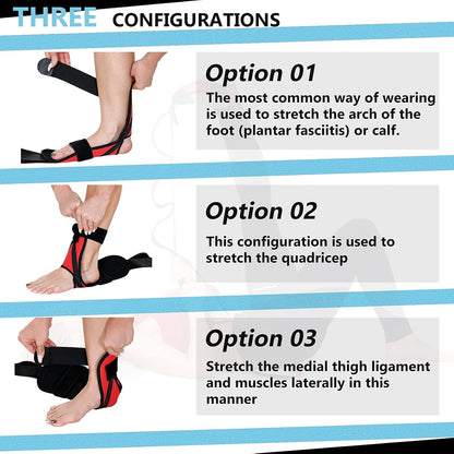 Foot and Calf Fascia Stretcher for Plantar Fasciitis, Physiotherapy Stretching Strap, Yoga Stretch Strap Improves Strength and Relief to Heel Spurs, Calf, Thigh and Hip (Red)