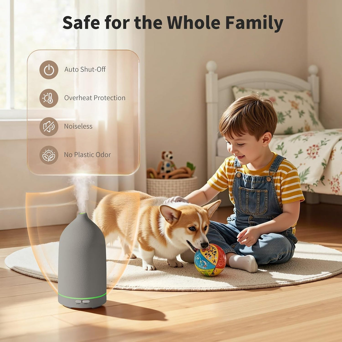 URPOWER 180mL Ceramic Essential Oil Diffuser Aromatherapy Diffuser for Home